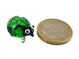 Bastick Marienkäfer Mini Grün Schwarz - Miniatur Figur aus Glas - Deko Setzkasten Vitrine Glücksbringer