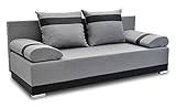 Bonni Schlafsofa Orlean, Sofa mit Bettkasten und Schlaffunktionn, Klappsofa, Schlafcouch, Bettsofa, Couch vom Hersteller,Couch, Couchgarnitur, Sofagarnitur (Grau)