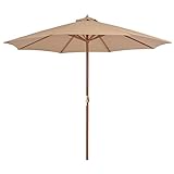 Sonnenschirm 3m Holz-Mast UV Schutz Gartenschirm Marktschirm mit Kurbel Schirmstoff anthrazit wasserabweisend Höhe 250 cm Taupe