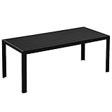 Outsunny Gartentisch, Garten Esstisch, Terrassentisch, Partytisch, Balkontisch aus Alu, Polyholz, Schwarz, 190 x 84,5 x 72 cm