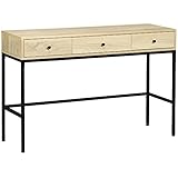 HOMCOM Konsolentisch, Flurtisch mit Schublade, Sofatisch im Moderndesign, Beistelltisch für Eingang, Flur, Stahl, Natur, 120 x 39,8 x 78 cm