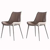 Moderne Esszimmerstühle 2er-Set Wohnzimmer-Lounge-Sessel Sitz und Rückenlehne aus Leder mit massiven Stahlbeinen for Wohnzimmer-Schlafzimmer-Hotel (Color : B)