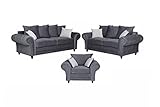 Meble Roberto Set Roma 3+2+1 in Stoff, 3-Sitzer Sofa, 2-Sitzer Sofa, Sessel, Sofas & Couches, Möbelgarnitur Farbe: Grau