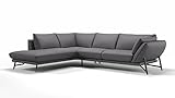 sofanella - Ecksofa Estella Wohnlandschaft Ledersofa Eckgarnitur - Grau