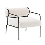 Mingone Sessel Loungesessel Kleines Sofa Lammwolle Modern Design Teddy Sessel Stoff mit Armlehne für Wohnzimmer Schlafzimmer Weiß