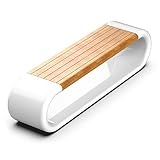 GRFIT 59,0' Fiberglas-Bankstuhl for drinnen und draußen, runder Fiberglas-Freizeitstuhl mit hohem Blumentopf, kreative Parkbank-Kombination mit Holzmaserung (Color : A)