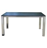 VEIKIN DESIGN Gartentisch Rio 140 x 80 cm | Edelstahl mit Granit Klassik | Naturstein Rosa Beta gebürstet | Terrassentisch, Esstisch | Premium Qualität Made in Germany - 100% Handarbeit