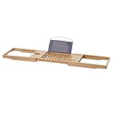 Mendler Badewannenauflage HWC-B77, Badewannenablage Wannenbrücke Badewannenbrett Badewannenregal, Bambus ausziehbar 19x105x22cm