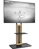 FITUEYES Design TV Ständer aus Buchenholz, TV Standfuss für 55 60 65 70 75 80 Zoll große Fernseher bis 50kg, Höhenverstellbar Schwenkbar TV Stand mit Verstellbarer Ablage, Zen Serie