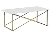 Beliani Couchtisch Glasplatte in Weiß und Edelstahlgestell Silber 100 x 50 cm Glamour Wohnzimmer Kaffetisch Emporia