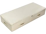 Amonsen AMX Ultra Large Unterbett Aufbewahrungsbox mit Deckel – Unterbett Schuhe Aufbewahrungsbox für Kleidung und Schuhe, Klappdesign mit 6 Griffen, Beige