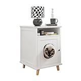 SoBuy HAT01-W Beistelltisch Nachttisch mit Ablagen und Katzenhaus Sofatisch Flurschrank Telefontisch Nachtschrank Nachtkommode BHT ca.: 49x69x53cm
