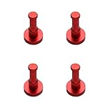 Haken, 4 Stück, bunte Wandhaken, Handtuchhaken, Kleiderhaken, Garderobenhaken, Kleiderhaken inklusive Schrauben und Bolzen für Badezimmer und Küchen (braun). (Rot)