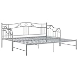 Bounv Ausziehsofa Bettgestell Bettrahmen Metallbetten Funktionsbett Grau Metall 90x200 cm Geeignet Für Wohnzimmer