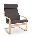 VINYLLA Sessel Ersatzbezug Kompatibel mit IKEA Poäng (Cushion Design 3, Cotton - Dark Grey)