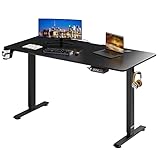 Casaria® elektrisch höhenverstellbarer Schreibtisch 140x60x73-118cm mit Kopfhörerhalter Tassenhalter Büro Gaming Tisch modern schwarz Carbon-Optik