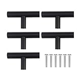 Pack5 Zuggriffe Home Schwarz Möbel Schrank Kleiderschrank Tür KitcheKnobs Zieht T Aluminium Kommode Bar for Mm ModerShaped Glas Cm Schrankgriff – Ersatzknopf for Schubladen Küchengeräte ( Color : Nero