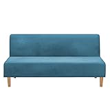 Mingfuxin Armlose Schlafsofabezüge, Stretch-Samt Futon Couchbezug Dicke weiche gemütliche Sofa Schonbezug Möbelschutz für 2-3-Sitzer armloses Klappsofa