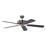 Deckenventilator ohne Beleuchtung Potkuri, Gehäuse gealtertes Silber, Flügel Schwarz, 132 cm, für Räume bis zu 25m²