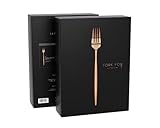 FORK YOU Besteck Set Rosegold Matt (16 -teilig), rostfreier Edelstahl, Tafelbesteck für 4 Personen, spülmaschinenfest, gratis Kochbuch
