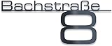 Metzler Design Hausnummernschild Türschild Namensplakette aus Edelstahl - mit Wunsch-Schriftzug Straßenname Hausnummer oder Name - Firmen-Schild - RAL7016 Anthrazit 380mm