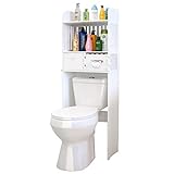 QINDAY Badezimmer Turm Regal,über der Toilette,Überbauregal WC Stand,mit Schublade,platzsparendes Badezimmer,einfach zu montieren,weiß