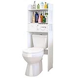 QINDAY Badezimmer Turm Regal,über der Toilette,Überbauregal WC Stand,mit Schublade,platzsparendes Badezimmer,einfach zu montieren,weiß