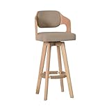 TEMKIN Home Barstühle 76 cm Holz Einfacher Hocker Drehbar Barstuhl Bequemer Freizeitstuhl mit Rückenlehne für Küche, Esszimmer und Wohnzimmer (Farbe: Grau)