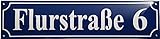 Hausnummernschild - Format 500 x 120 mm - Hausnummer - Emaille - Wetterfest - Türschild - Hausnamenschild. Farben Blau Grün Anthrazit Weiß Dunkelblau. mit Wunschtext J.Pfaffenzeller