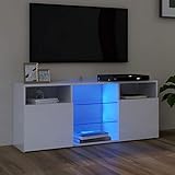 TV-Schrank Weiß mit LED Beleuchtung TV-Lowboard Fernsehschrank mit Fächer Fernsehtisch HiFi-Schrank TV Tisch TV Board TV Möbel Moderne TV-Kommode Hochglanz-Weiß 120x30x50 cm