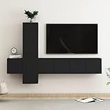 Chusui 5-TLG. TV-Schrank-Set, Anbauwand Wohnzimmer, Wohnwand Wohnzimmer, Wohnzimmer Wand, Schrankwand Wohnzimmer, Schwarz Holzwerkstoff