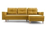 mb-moebel Ecksofa mit Schlaffunktion und Bettkasten Ottomane Links als auch rechts montierbar Couch für Wohnzimmer, Schlafsofa Sofagarnitur Sofa Eckcouch L-Form Wohnlandschaft 232x137x84 cm Carl Gelb