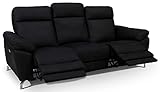 Ibbe Design Schwarz Stoff 3er Sitzer Relaxsofa Couch mit Elektrisch Verstellbar Relaxfunktion Heimkino Sofa Doha mit Fussteil, Federkern, 222x96x101 cm