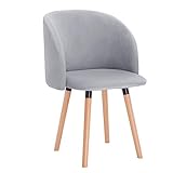 WOLTU Esszimmerstühle BH121gr-1 1x Küchenstuhl Wohnzimmerstuhl Polsterstuhl Design Stuhl mit Armlehne, Sitzfläche aus Samt, Gestell aus Massivholz, Grau