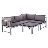 OUTLIV. Modulare Loungemöbel-Gruppe Aluminium/Spunpoly Sitzecke 3-teilig Silber/Grau Loungeecke Outdoor Gartenlounge Set