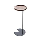 Beistelltisch Beistelltisch C-förmig, für kleine Räume, Wohnzimmer, Schlafzimmer, schlank, schmal, hoch, Akzentmöbel in Holzoptik mit Metallrahmen.