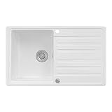 BERGSTRÖM Keramik Spüle VALENCIA beschichtet Küchenspüle Einbauspüle Spülbecken Weiß