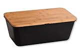 KESPER Brotbox, 58498, Kunststoff (PP), Deckel:FSC-Bambus, 35 x 20 x 13,5 cm Schwarz