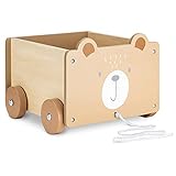 Navaris Spielzeugkiste Kiste Aufbewahrung für Spielzeug - Aufbewahrungsbox für Kinderzimmer - 26,4x20x25,8cm Spielkiste für Kinder - mit Rädern