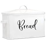 Home Acre Designs Brotkasten Edelstahl Groß - Hochwertige Metall Brotbox zur Brotaufbewahrung - Für Brot, Brötchen, Gebäck - Aufbewahrungsbox im Landhausstil mit Deckel & Griffen - Weiß