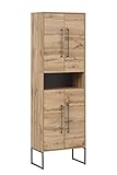 Schildmeyer Limmo Hochschrank 701681, Holzwerkstoff, Eiche Landhaus Dekor, 57,1 x 33,1 x 184,8 cm