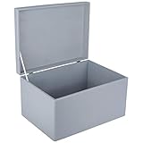 Creative Deco XXL Graue Große Holzkiste mit Deckel | 40 x 30 x 24 cm (+/- 1 cm) | Holztruhe Erinnerungsbox Baby Holzbox mit Deckel Kasten | Für Dokumente, Spielzeug, Werkzeuge | ROH & UNGESCHLIFFEN