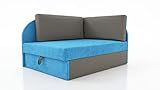 IWMAR Kubuś Sofa mit Schlaffunktion Bettkasten, Bequemes Schlafsofa für Kinder Jugendliche, Couch ins Gästezimmer, Kindersofa Schlafcouch ins Kinderzimmer Jugendzimmer Fußballplatz Grau Blau