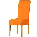 HTIGER Esszimmer Stuhl Protector, Polyester weich Schlichte Farbe Deko Stuhl Schutzhülle Abnehmbarer Waschbar Pflegeleicht Esszimmer Stuhlüberzug (Color : Orange, Size : 1PCS)