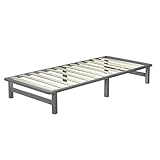 Homestyle4u 2193, Holzbett Palettenbett 90x200 cm Grau Palettenmöbel Bett Futonbett Bettgestell mit Latttenrost