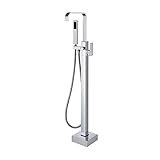Arputhy Freistehende Badewanne Armatur Wannenarmaturen Badewannenarmatur Standarmatur wasserhahn Bodenmontage Badezimmerarmatur mit Handbrause Chrom