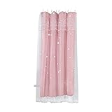 AQ899 Double-Deck Blackout Voile Curtains Pencil Pleat 1 Panel Thickened Solid Color Double Layer Curtain Sunshade Cloth Hanging Ring with Yarn Drapes for Bedroom Living Room 180x180cm