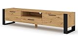 BIM Furniture TV Stand Nuka 200 cm Lowboard Schrank TV Tisch Sideboard Kommode Hi-Fi Tisch (Artisan Eiche)