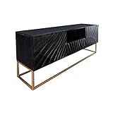 riess-ambiente.de Massives TV Lowboard Scorpion 160cm schwarz Mangoholz aufwendige 3D Schnitzereien TV-Board Wohnzimmerschrank