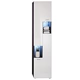 trendteam smart living Badezimmer Hochschrank Schrank Tetis, 40 x 182 x 30 cm, Korpus Graphit Nachbildung und Front in Weiß Hochglanz mit offenen Fächern und viel Stauraum